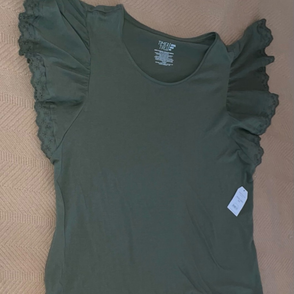 New Women's Bay Leaf Green Eyelet Trim Top Size XXXL/3XG (22)